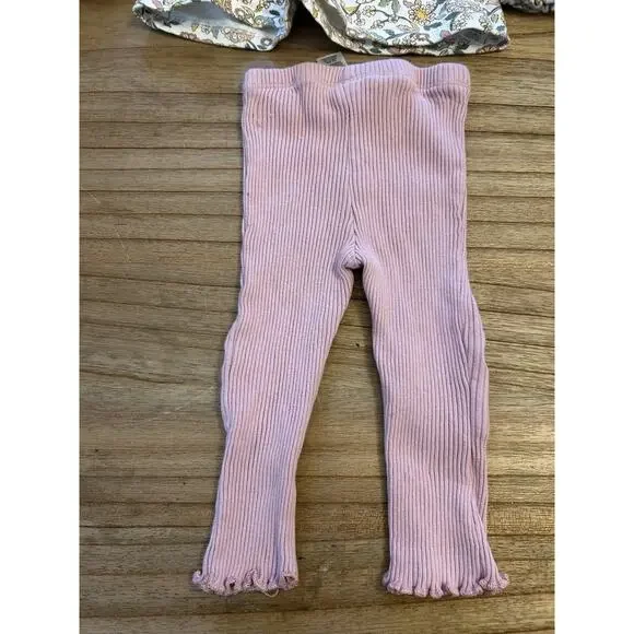 Chickpea Organic Girls Floral Set 12M Pink Botanical Cotton Stretch Outfit - Picture 9 of 9